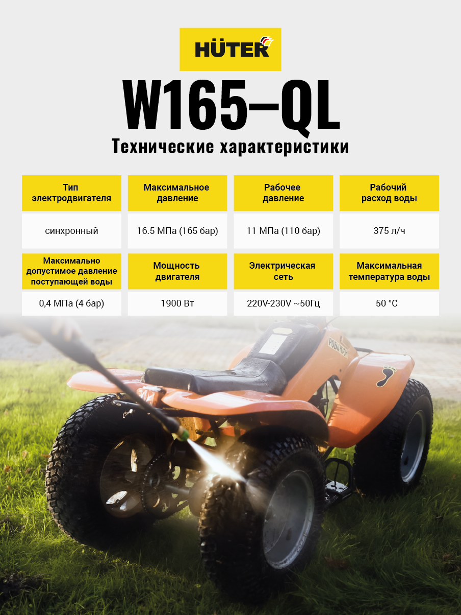 Мойка Huter W165-QL купить по цене 13&nbsp;190 ₽ в интернет магазине ТЕХСАД