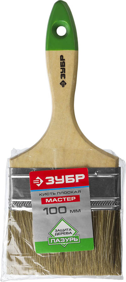 ЗУБР 100 мм, 4'', щетина смешанная, кисть малярная плоская 4-01009-100 Мастер купить по цене 192 ₽ в интернет магазине ТЕХСАД