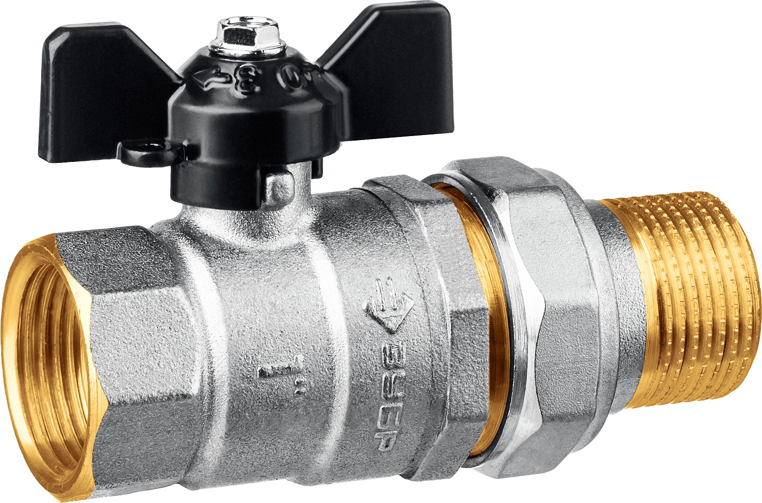 ЗУБР d=1'' кран шаровой полнопроходной с накидной гайкой, бабочка, ''мама-папа'' 51321-1 купить по цене 1 610 ₽ в интернет магазине ТЕХСАД