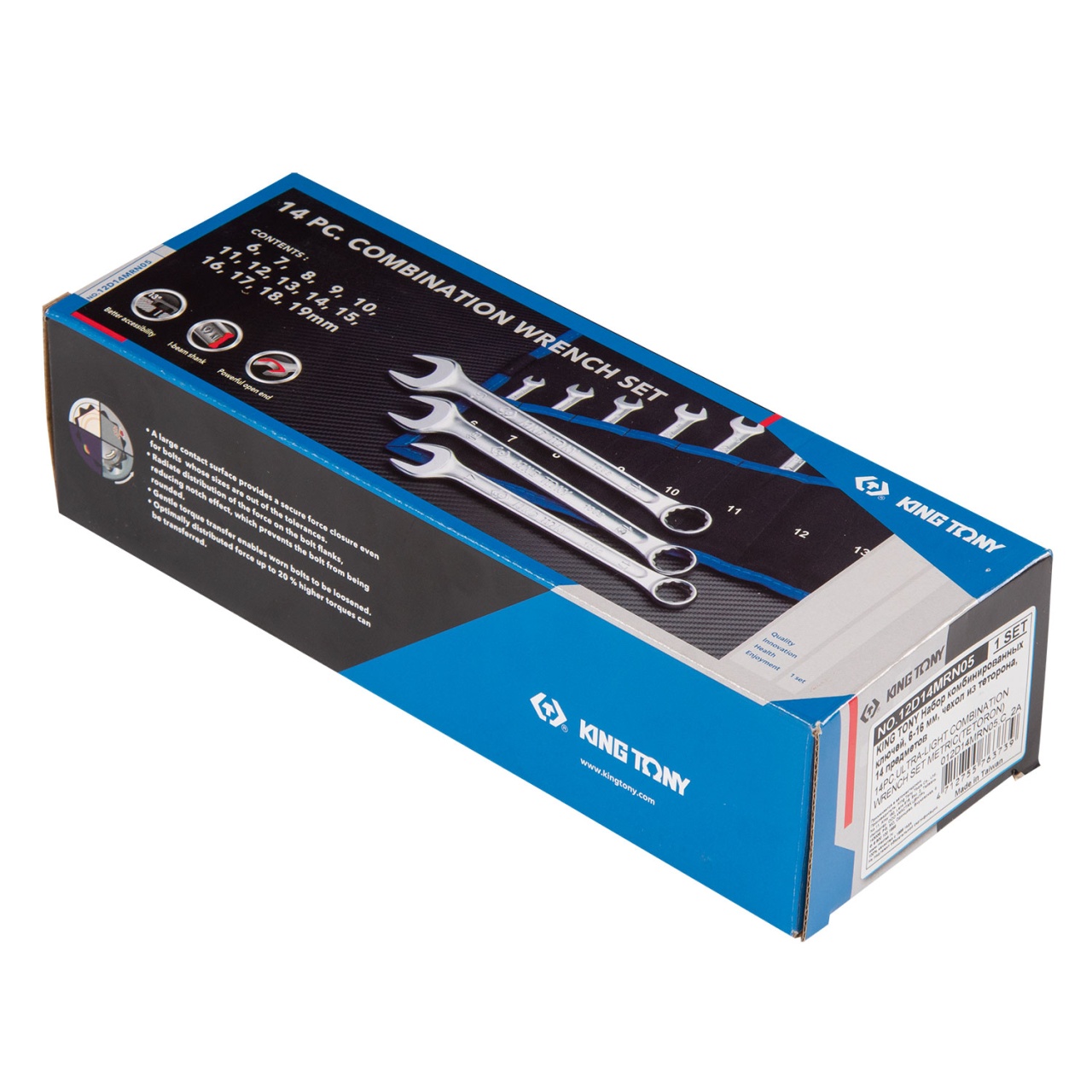 Набор комбинированных ключей, 6-19 мм, чехол из теторона, 14 предметов KING TONY 12D14MRN05 купить по цене 6 980 ₽ в интернет магазине ТЕХСАД