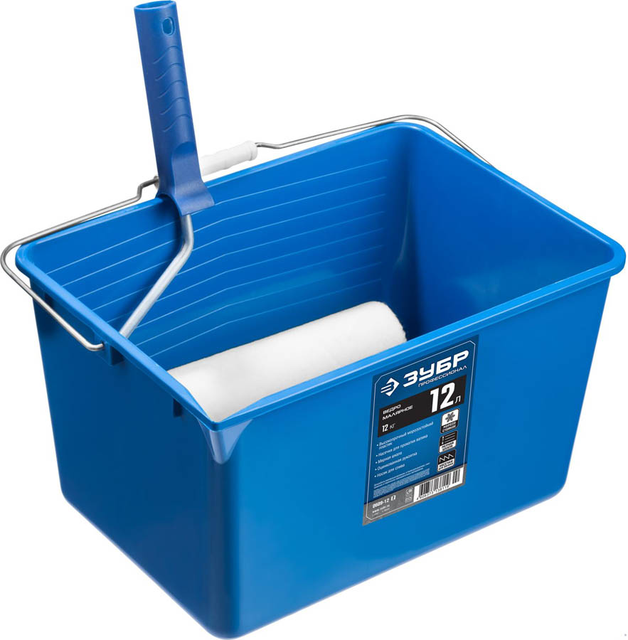 ЗУБР 12 л, 20х25х35 см, пластмассовое, ведро малярное 0609-12_z02 купить по цене 530 ₽ в интернет магазине ТЕХСАД