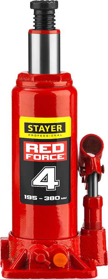 STAYER 4 т, 195-380 мм, домкрат бутылочный гидравлический RED FORCE 43160-4_z01 Professional купить по цене 1 940 ₽ в интернет магазине ТЕХСАД