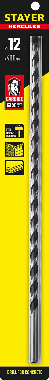 STAYER 12 x 400 мм, сверло по бетону HERCULES 2915-400-12_z01 PROFESSIONAL купить по цене 470 ₽ в интернет магазине ТЕХСАД