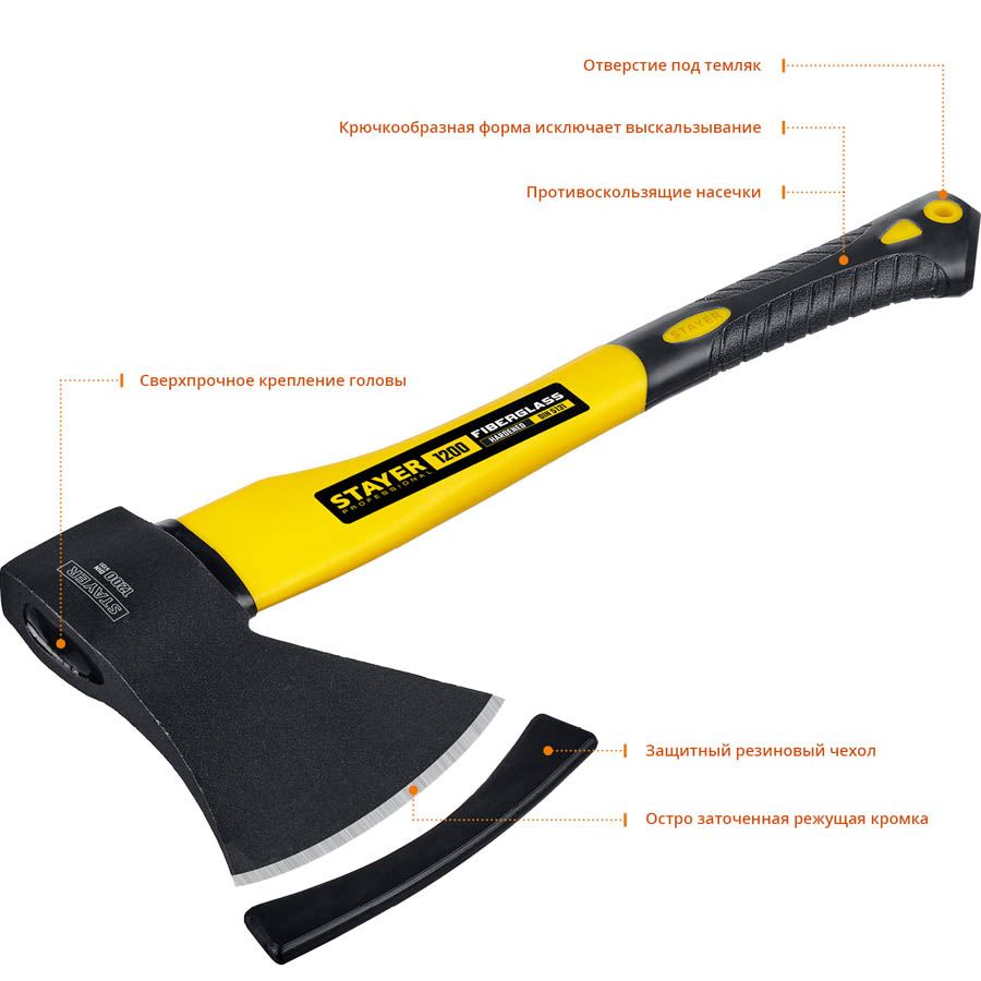 STAYER 1200 г., топор с двухкомпонентной фиберглассовой рукояткой 410 ммs 2062-12_z01 купить по цене 964 ₽ в интернет магазине ТЕХСАД