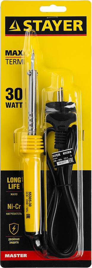 STAYER 30 Вт, 220 В, конус, пластиковая рукоятка, электропаяльник Maxterm 55305-30 Master купить по цене 560 ₽ в интернет магазине ТЕХСАД