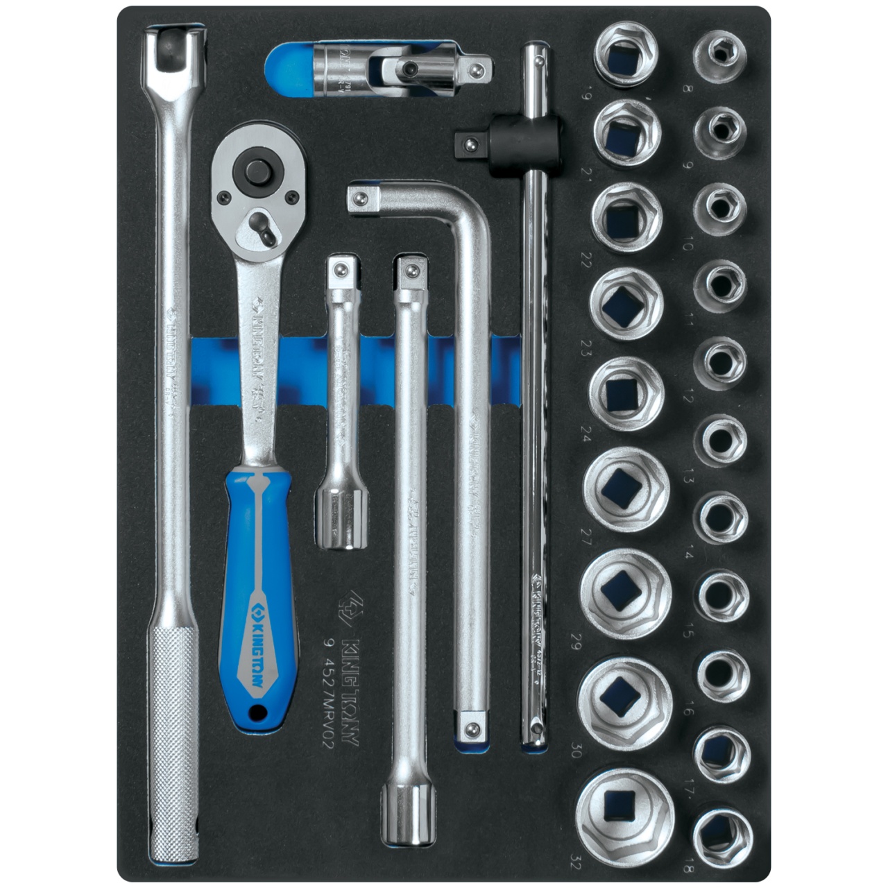 Набор торцевых головок 1/2'' с принадлежностями, ложемент, 27 предметов KING TONY 9-4527MRV02 Набор торцевых головок 1/2'' с принадлежностями, ложемент, 27 предметов KING TONY 9-4527MRV02 купить по цене 16 650 ₽ в интернет магазине ТЕХСАД