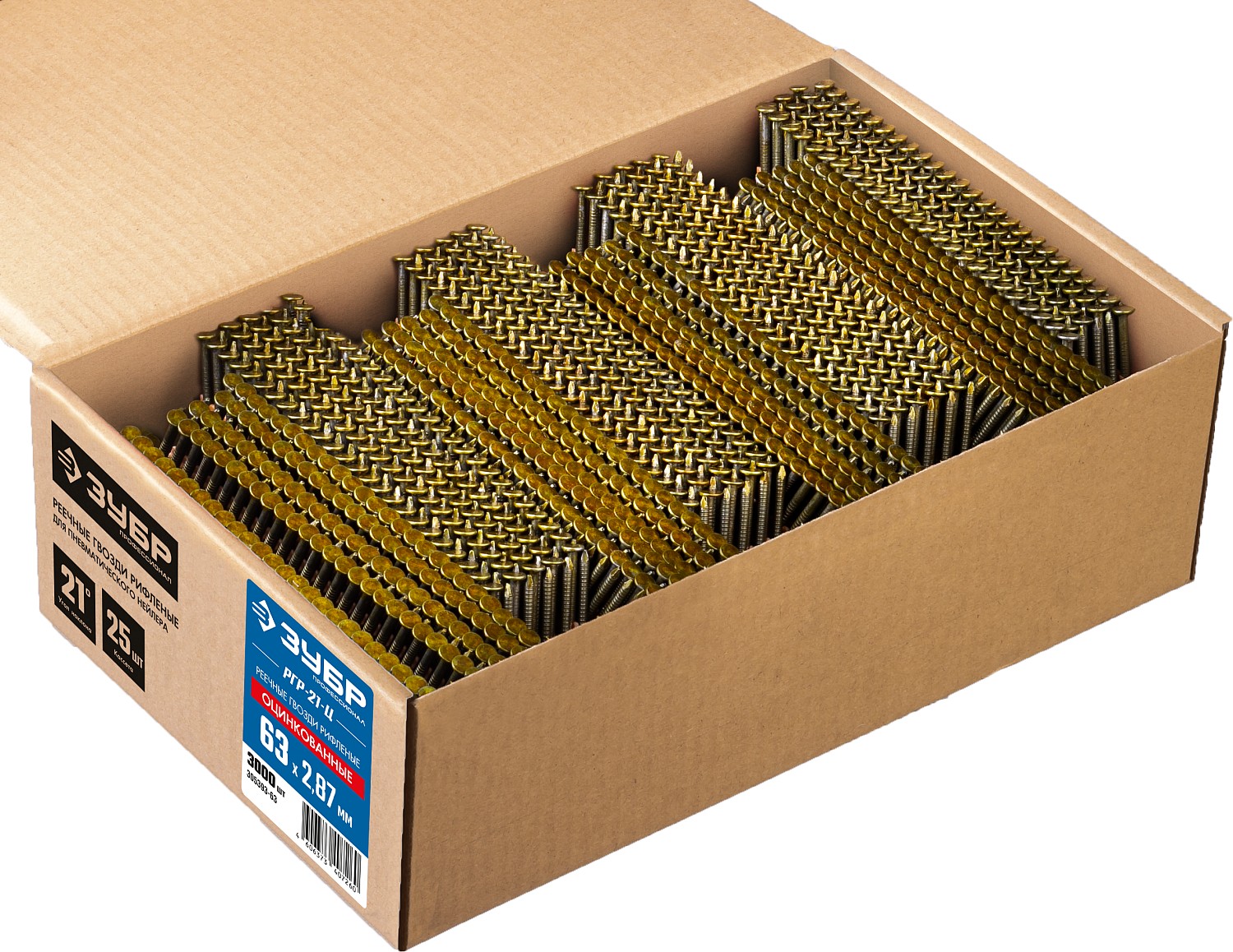 ЗУБР 3000 шт., 63 мм, 21°, оцинкованные, реечные гвозди рифленые РГР-21-Ц 305393-63 Профессионал ЗУБР 3000 шт., 63 мм, 21°, оцинкованные, реечные гвозди рифленые РГР-21-Ц 305393-63 Профессионал купить по цене 6 440 ₽ в интернет магазине ТЕХСАД