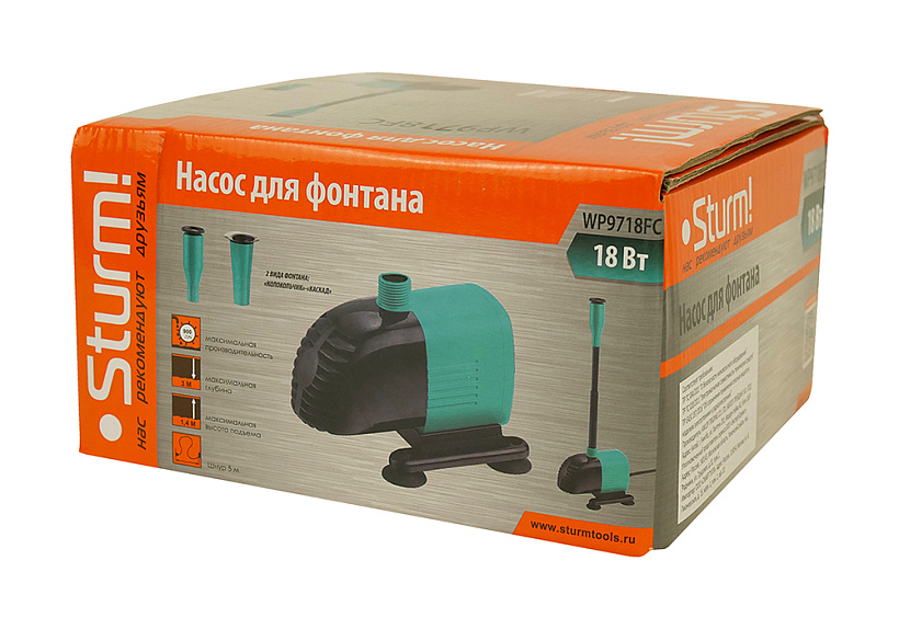 Фонтанный насос Sturm! WP9718FC купить по цене 2 690 ₽ в интернет магазине ТЕХСАД