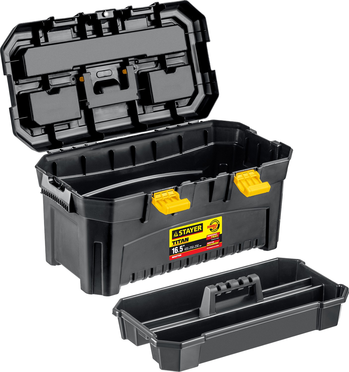 STAYER 410 x 230 x 200 мм (16''), пластиковый, ящик для инструментов TITAN-16 38016-16 купить по цене 899 ₽ в интернет магазине ТЕХСАД