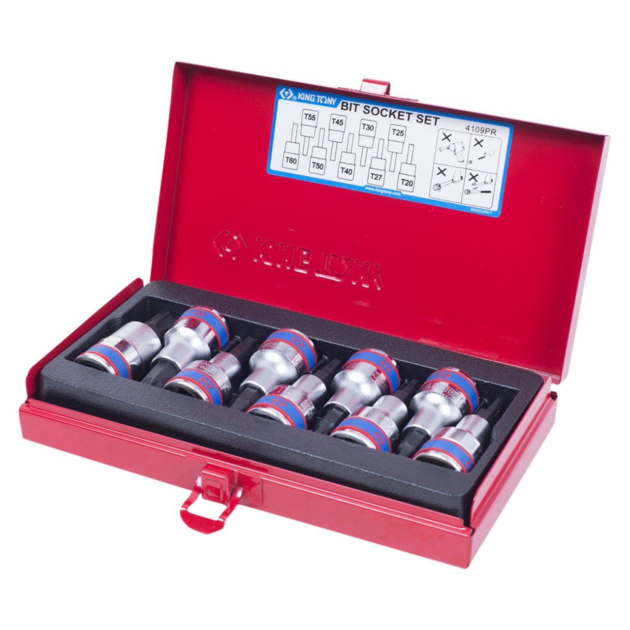 Набор торцевых насадок 1/2'', Torx, Т20-Т60 мм, L = 60 мм, 9 предметов KING TONY 4109PR купить по цене 3 840 ₽ в интернет магазине ТЕХСАД