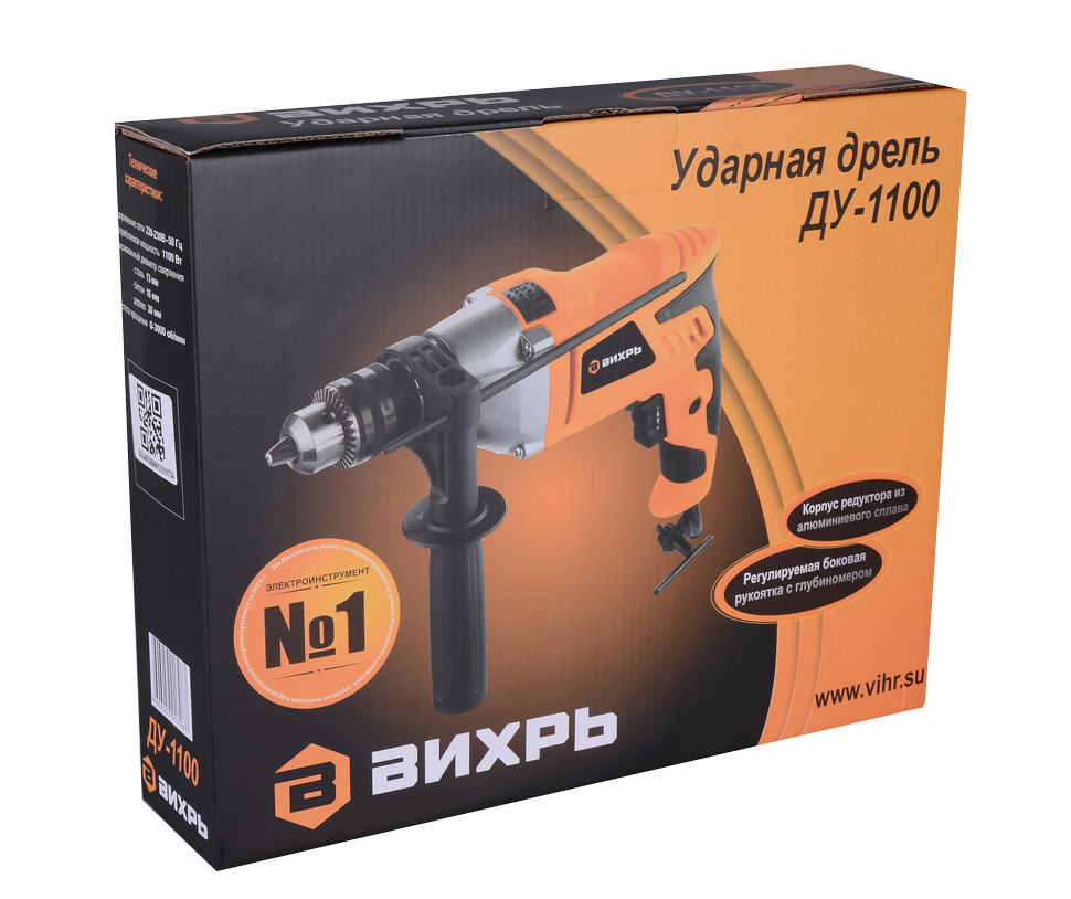 Дрель ударная ВИХРЬ ДУ-1100 Дрель ударная ВИХРЬ ДУ-1100 купить по цене 5 090 ₽ в интернет магазине ТЕХСАД
