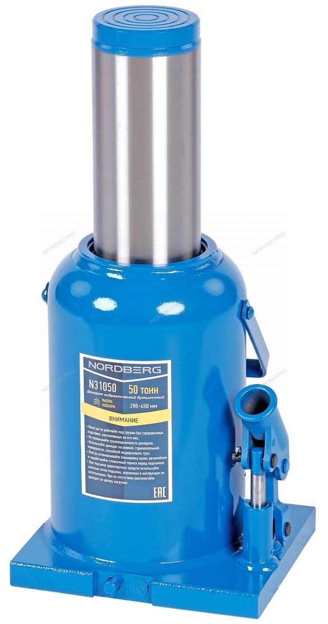Домкрат бутылочный 50 т NORDBERG N31050 купить по цене 11 444 ₽ в интернет магазине ТЕХСАД