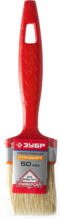ЗУБР 50 мм, 2'', светлая натуральная щетина, пластмассовая ручка, кисть плоская УНИВЕРСАЛ 01015-050 Стандарт купить по цене 135 ₽ в интернет магазине ТЕХСАД