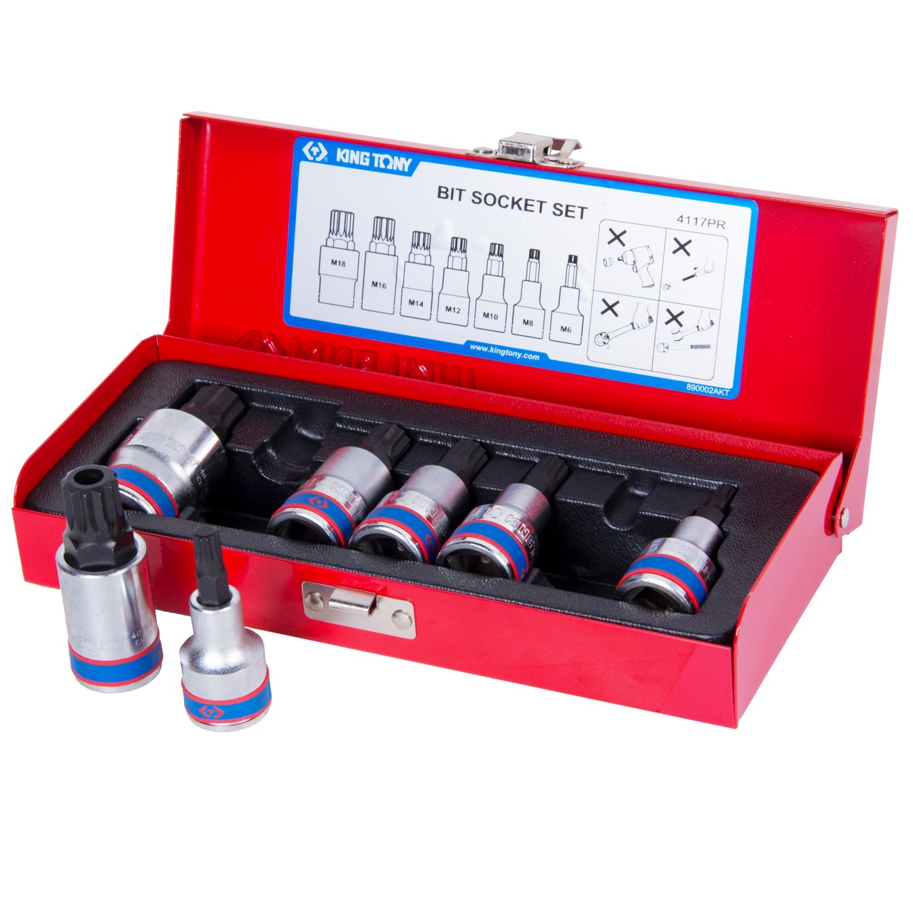 Набор торцевых насадок 1/2'', Spline, M6-M18, L = 60 мм, 7 предметов KING TONY 4117PR купить по цене 4 090 ₽ в интернет магазине ТЕХСАД