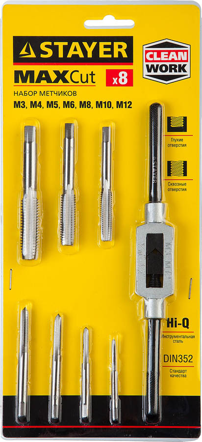 STAYER 8 предметов, легированная сталь, набор метчиков MaxCut 28016-H8_z01 Master купить по цене 1 130 ₽ в интернет магазине ТЕХСАД