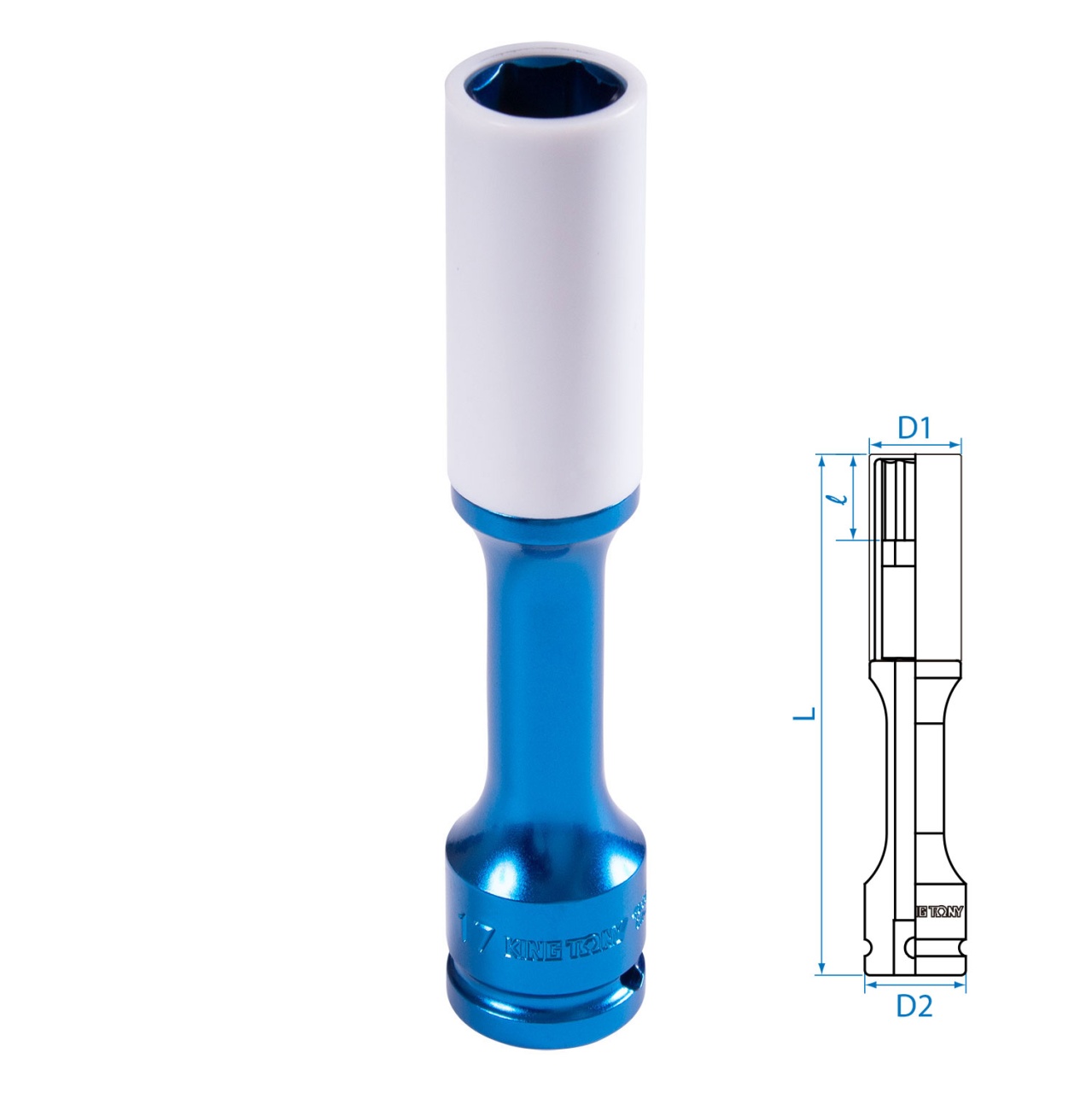 Головка торцевая ударная глубокая 1/2'', 17 мм, тонкостенная, пластиковая защита KING TONY 495517MX купить по цене 2 050 ₽ в интернет магазине ТЕХСАД