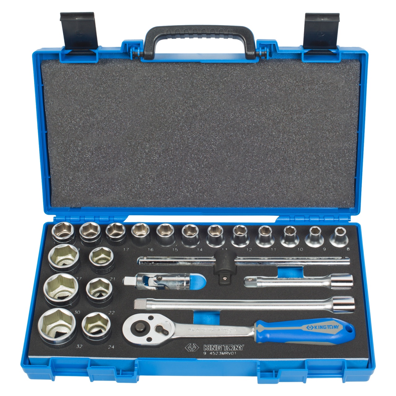 Набор торцевых головок с принадлежностями 1/2'', шестигранные, 8-32 мм, 23 предмета KING TONY 4523MRV01 купить по цене 12 950 ₽ в интернет магазине ТЕХСАД