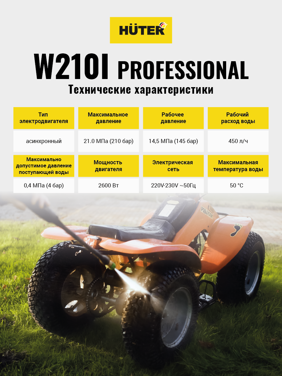 Мойка Huter W210i PROFESSIONAL купить по цене 30&nbsp;690 ₽ в интернет магазине ТЕХСАД