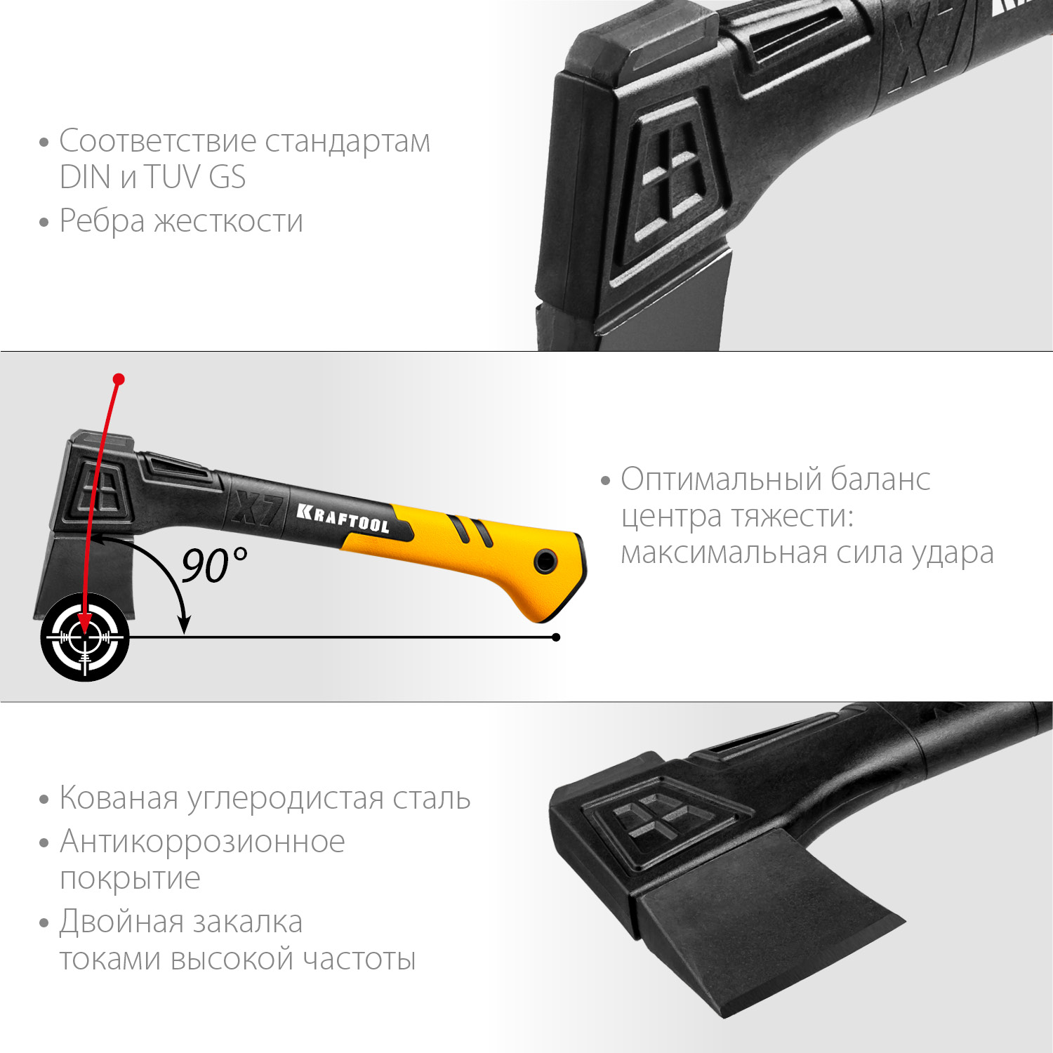 KRAFTOOL 640 г, 360 мм, топор универсальный X7 20660-07 купить по цене 2 390 ₽ в интернет магазине ТЕХСАД