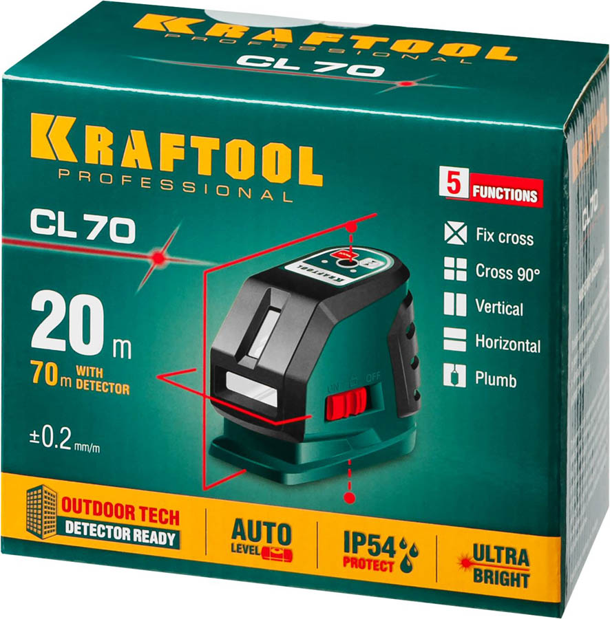 KRAFTOOL линейный лазерный нивелир CL70 34660 Professional купить по цене 9 180 ₽ в интернет магазине ТЕХСАД