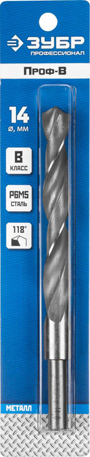 ЗУБР Ø 14 x 108 мм, сталь Р6М5, класс В, сверло по металлу 29621-14 Профессионал купить по цене 800 ₽ в интернет магазине ТЕХСАД