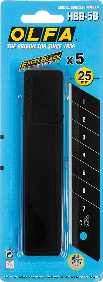 OLFA 25 мм, 5 шт., лезвия сегментированные EXCEL BLACK OL-HBB-5B купить по цене 790 ₽ в интернет магазине ТЕХСАД