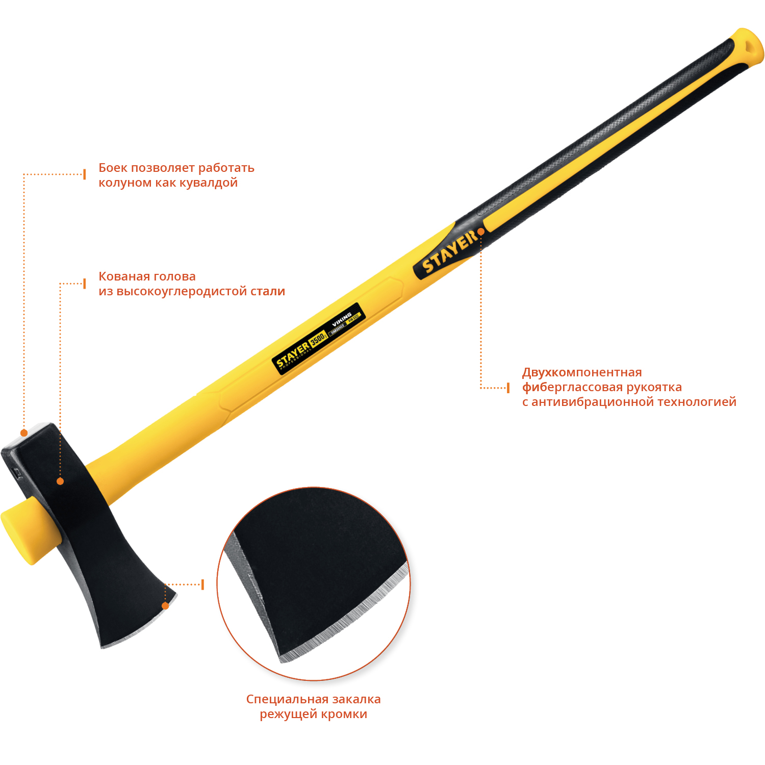 STAYER 3500 г, 900 мм, колун тяжелый VIKING 20626-27 Professional купить по цене 2 590 ₽ в интернет магазине ТЕХСАД