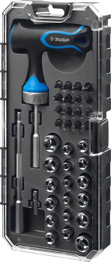 ЗУБР 38 шт., отвертка реверсивная с насадками 25351-H38 Профессионал купить по цене 1 015 ₽ в интернет магазине ТЕХСАД