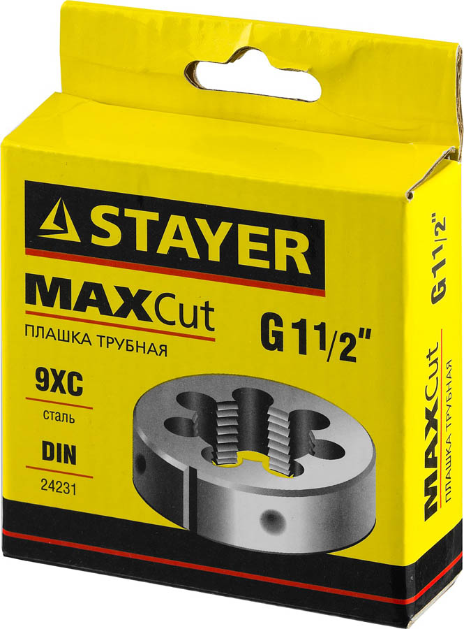 STAYER сталь 9ХС, для трубной резьбы G 1 1/2'', плашка круглая ручная MaxCut 28029-3/2 купить по цене 1 689 ₽ в интернет магазине ТЕХСАД