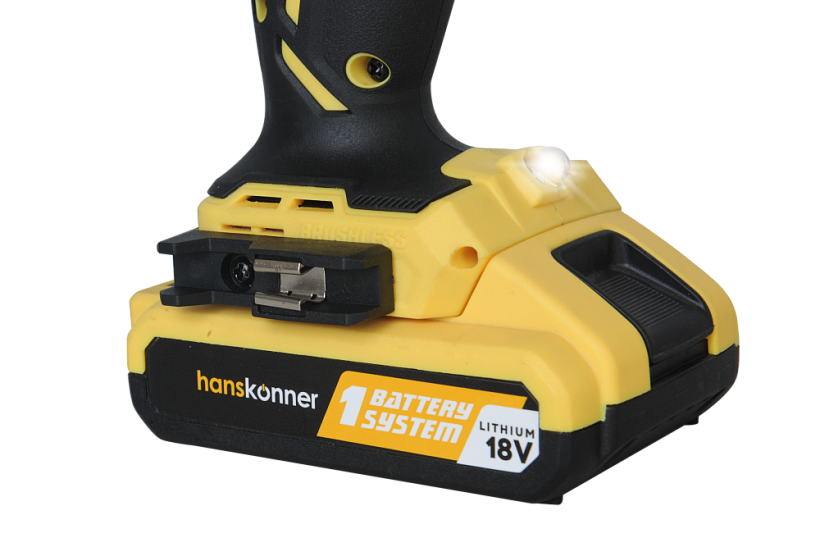 Аккумуляторный шуруповерт Hanskonner HCD1865BLC Unibattery купить по цене 17 890 ₽ в интернет магазине ТЕХСАД