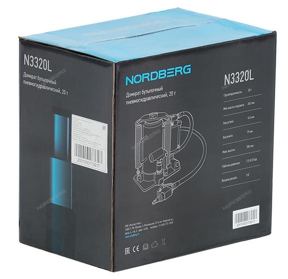 Домкрат бутылочный пневмогидравлический 20 т NORDBERG N3320L купить по цене 11&nbsp;576 ₽ в интернет магазине ТЕХСАД