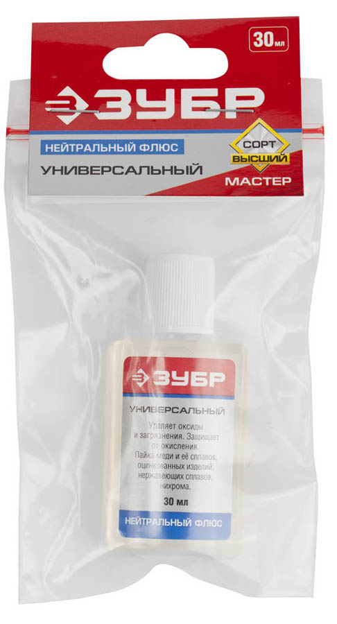 ЗУБР 30 мл, нейтральный, флюс нейтральный 55494-030 купить по цене 68 ₽ в интернет магазине ТЕХСАД