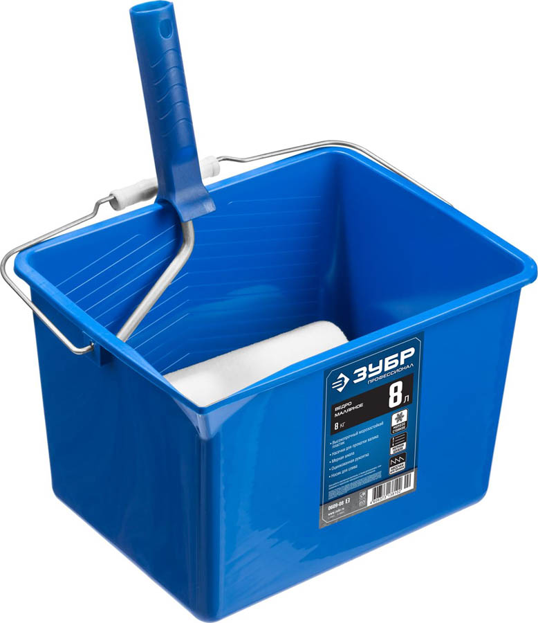 ЗУБР 8 л, 19х22.5х28 см, пластмассовое, ведро малярное 0609-08_z02 купить по цене 230 ₽ в интернет магазине ТЕХСАД