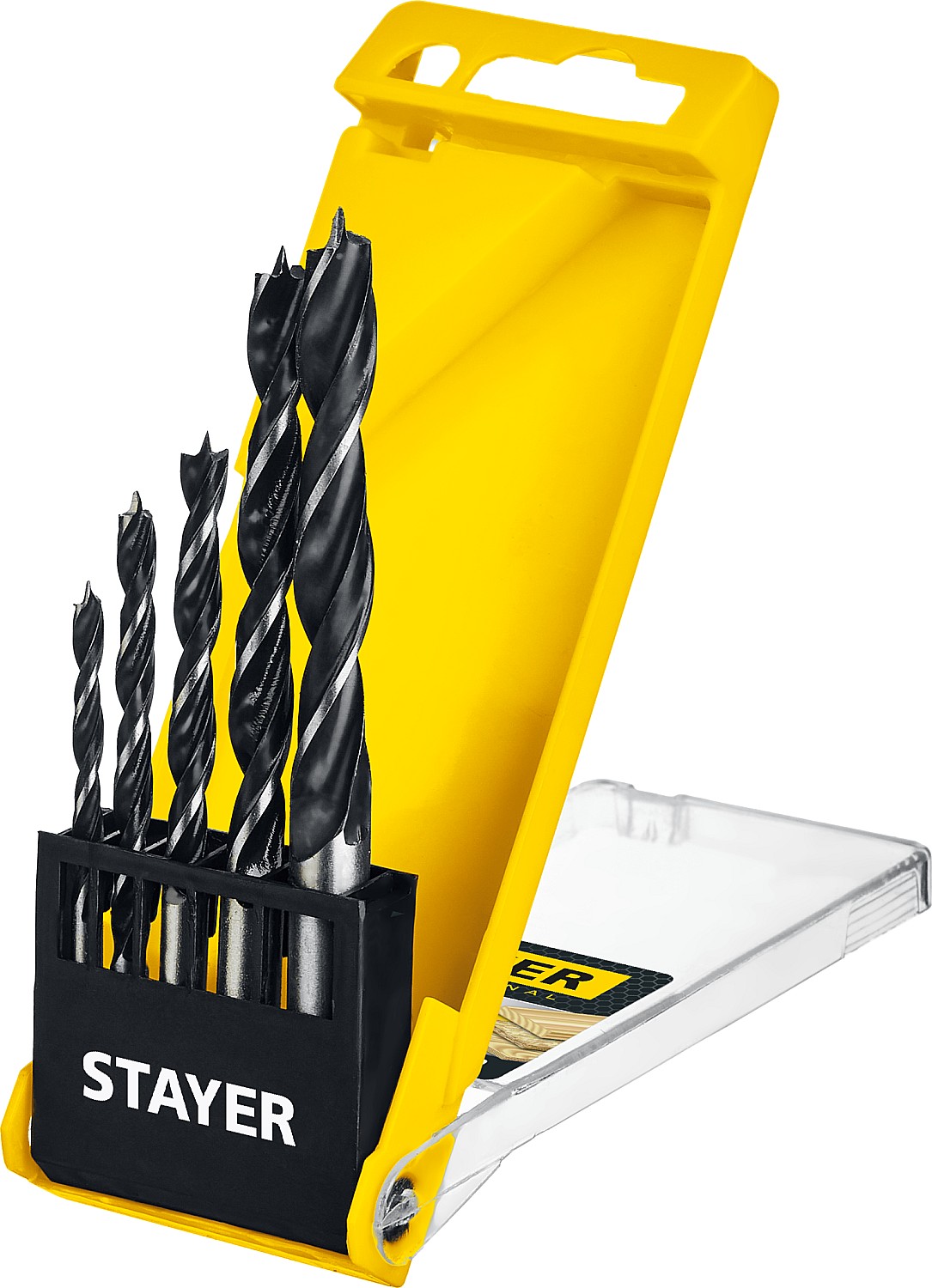 STAYER 5 шт., Ø 4-5-6-8-10 мм, набор спиральных сверл по дереву ''M-type'' 2942-H5_z02 Professional купить по цене 350 ₽ в интернет магазине ТЕХСАД