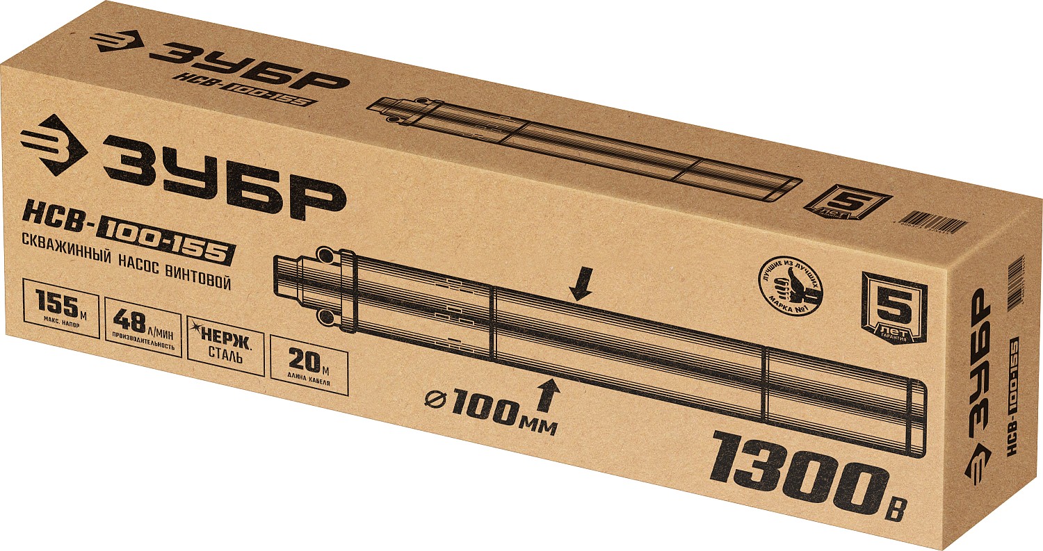 ЗУБР 155 м напор, скважинный насос винтовой НСВ-100-155 Мастер купить по цене 11 180 ₽ в интернет магазине ТЕХСАД