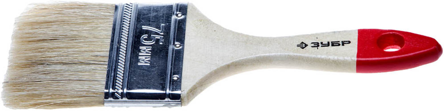 ЗУБР 75 мм, 3'', щетина натуральная светлая, кисть малярная плоская 4-01001-075 Стандарт купить по цене 108 ₽ в интернет магазине ТЕХСАД
