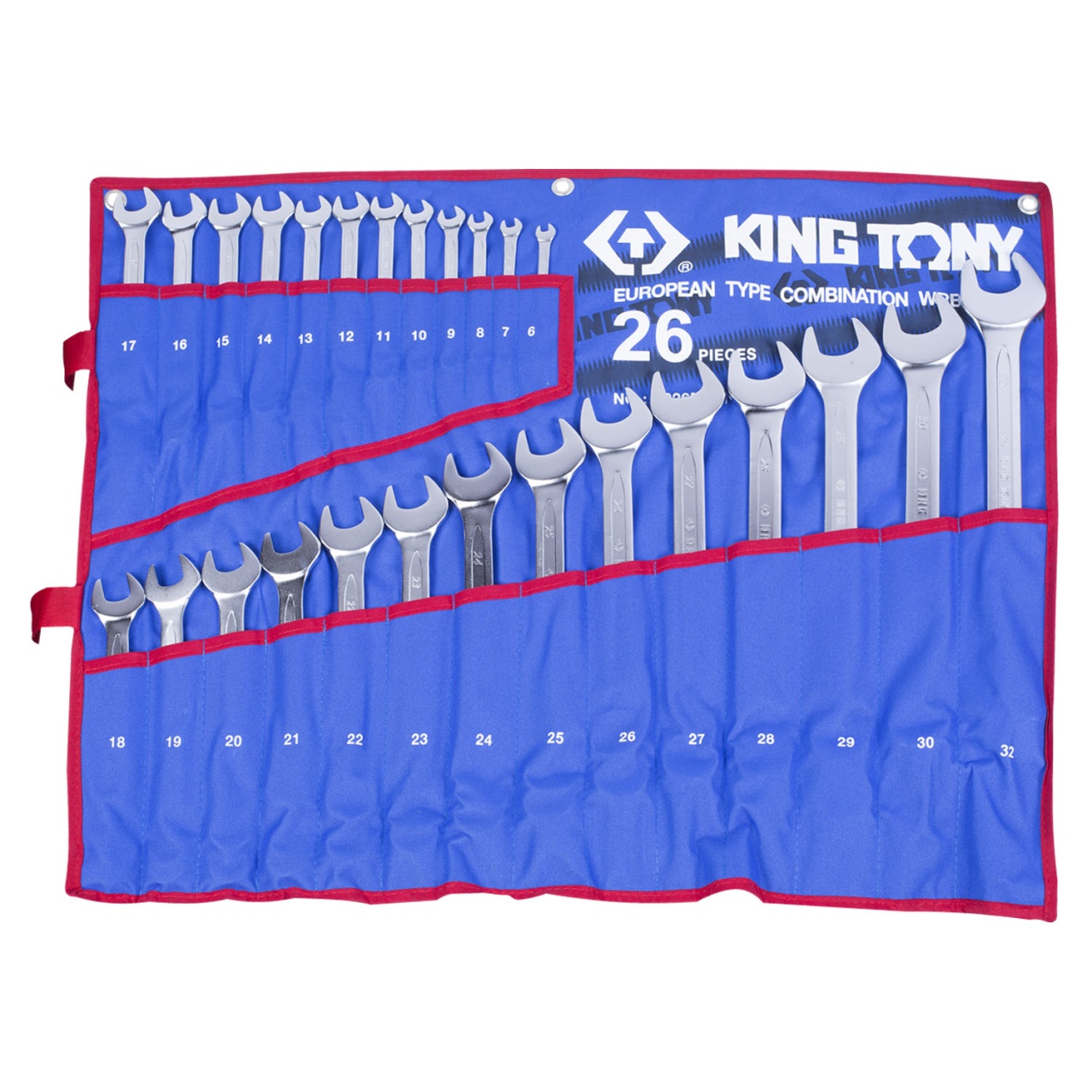Набор комбинированных ключей, 6-32 мм чехол из теторона, 26 предметов KING TONY 1226MRN Набор комбинированных ключей, 6-32 мм чехол из теторона, 26 предметов KING TONY 1226MRN купить по цене 18 350 ₽ в интернет магазине ТЕХСАД
