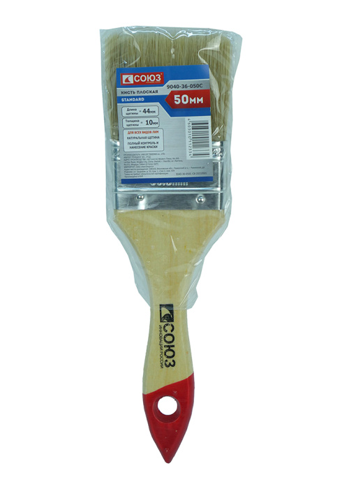 Кисть плоская Standard 2'' (50 мм), натуральная щетина СОЮЗ 9040-36-050С купить по цене 50 ₽ в интернет магазине ТЕХСАД