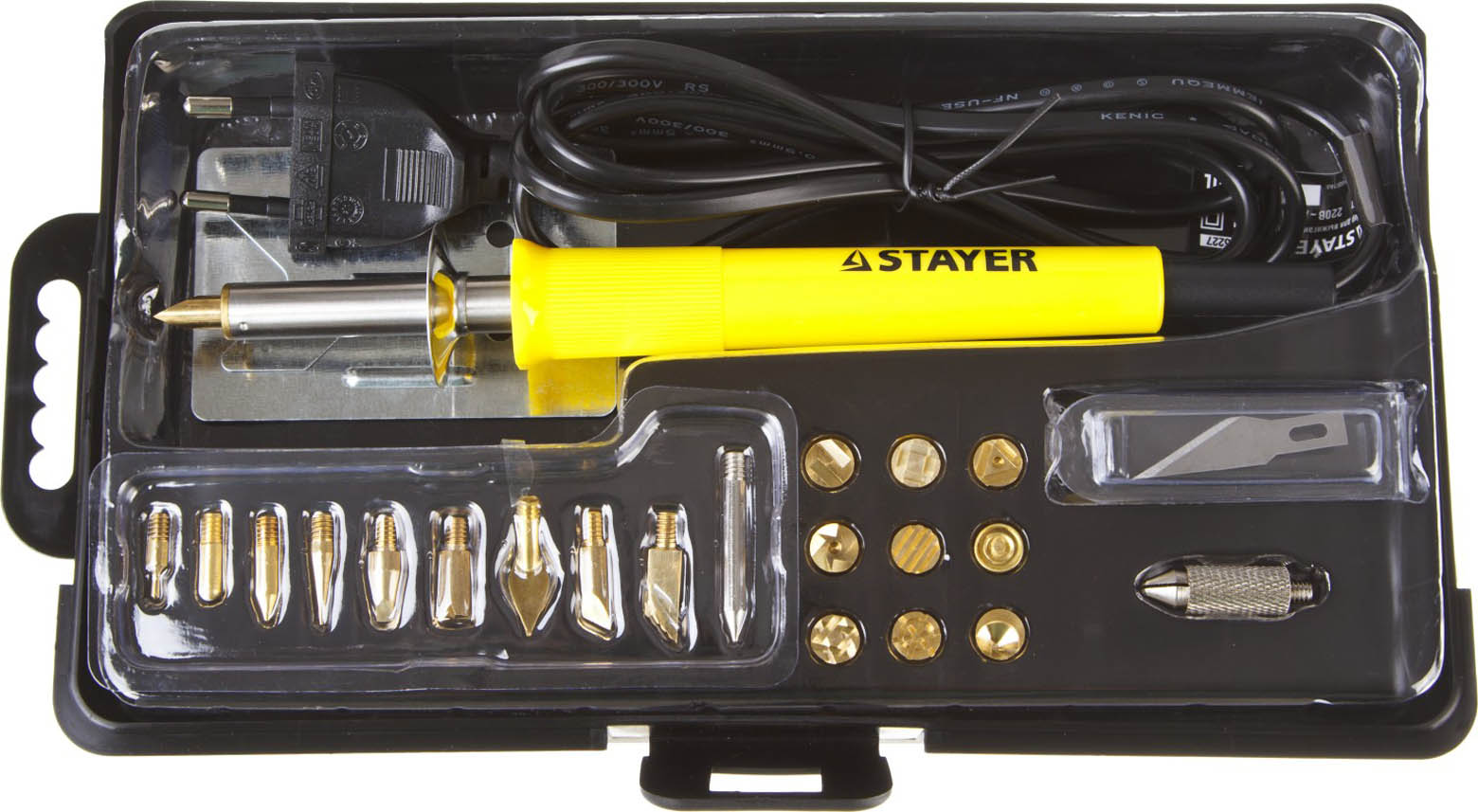 STAYER 30 Вт, 20 насадок, прибор для выжигания 3 в 1 45227 купить по цене 2 710 ₽ в интернет магазине ТЕХСАД