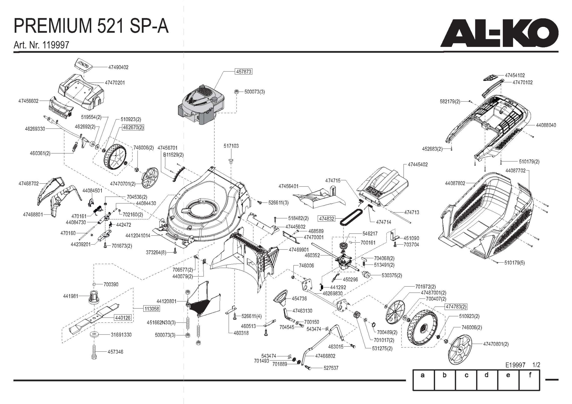 Газонокосилка бензиновая AL-KO Premium 521 SP-A купить по цене 59 990 ₽ в интернет магазине ТЕХСАД